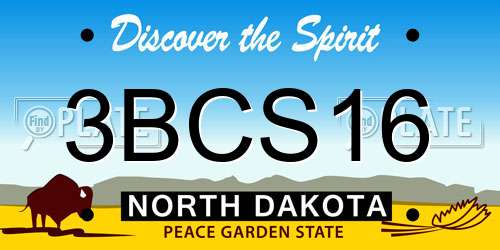 3BCS16 North Dakota License Plate