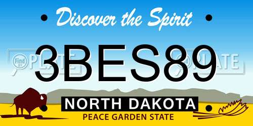 3BES89 North Dakota License Plate