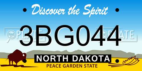 3BG044 North Dakota License Plate