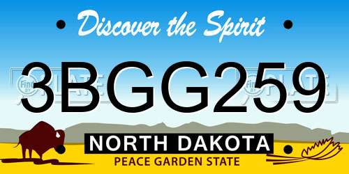 3BGG259 North Dakota License Plate