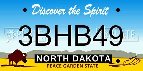 3BHB49 North Dakota License Plate