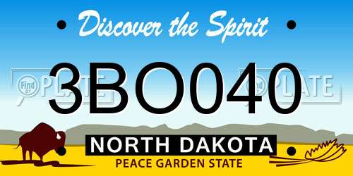 3BO040 North Dakota License Plate