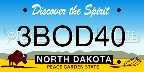 3BOD40 North Dakota License Plate