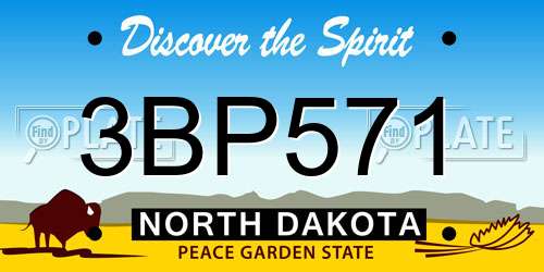 3BP571 North Dakota License Plate