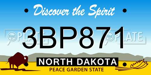 3BP871 North Dakota License Plate