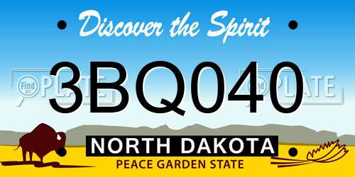 3BQ040 North Dakota License Plate