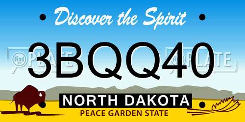 3BQQ40 North Dakota License Plate