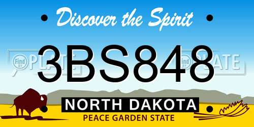 3BS848 North Dakota License Plate