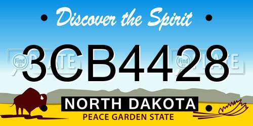 3CB4428 North Dakota License Plate