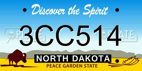 3CC514 North Dakota License Plate