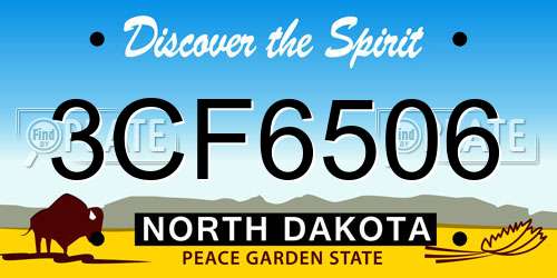 3CF6506 North Dakota License Plate