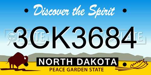 3CK3684 North Dakota License Plate
