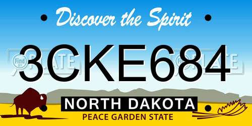 3CKE684 North Dakota License Plate