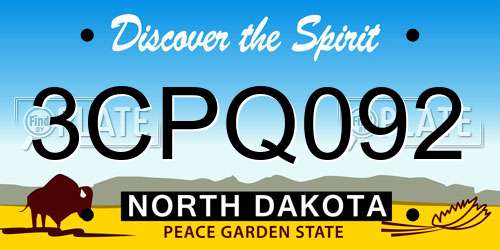 3CPQ092 North Dakota License Plate