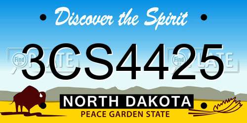 3CS4425 North Dakota License Plate