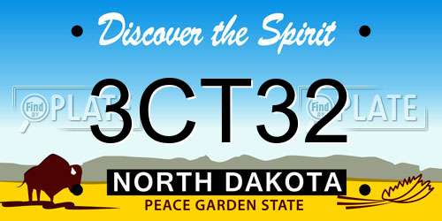 3CT32 North Dakota License Plate