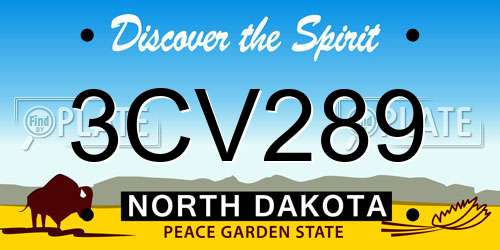 3CV289 North Dakota License Plate