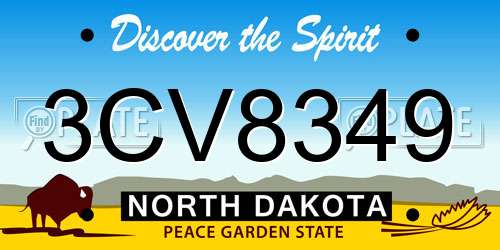 3CV8349 North Dakota License Plate