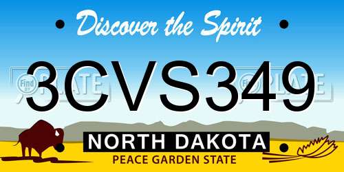 3CVS349 North Dakota License Plate
