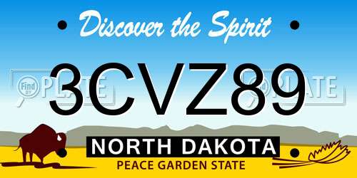 3CVZ89 North Dakota License Plate