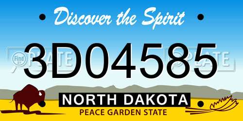 3D04585 North Dakota License Plate