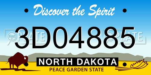 3D04885 North Dakota License Plate
