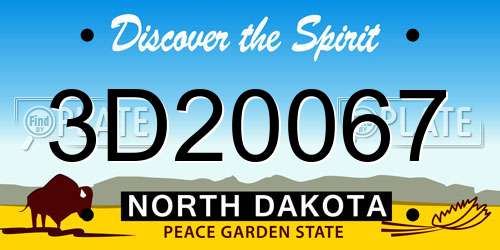 3D20067 North Dakota License Plate