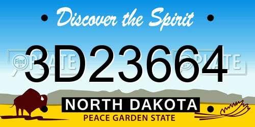 3D23664 North Dakota License Plate