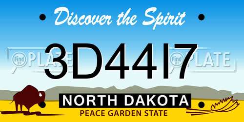 3D44I7 North Dakota License Plate