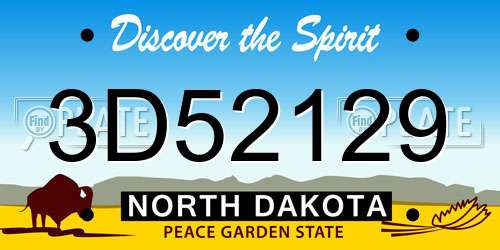 3D52129 North Dakota License Plate