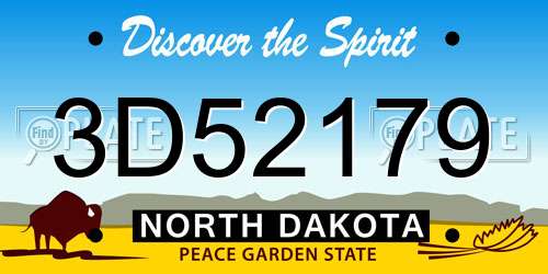 3D52179 North Dakota License Plate