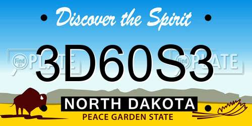 3D60S3 North Dakota License Plate