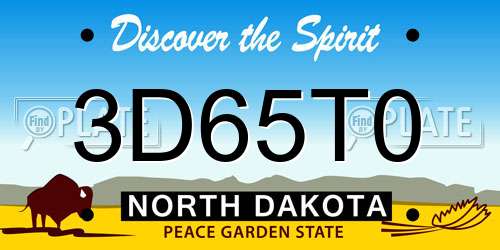 3D65T0 North Dakota License Plate