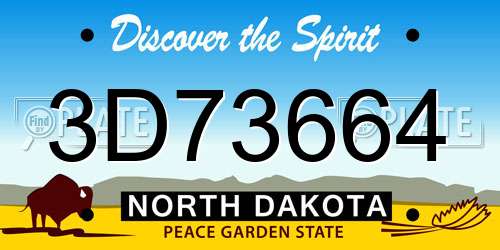 3D73664 North Dakota License Plate