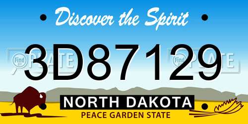 3D87129 North Dakota License Plate