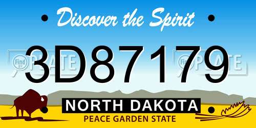 3D87179 North Dakota License Plate
