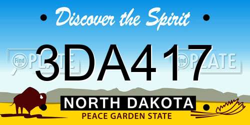 3DA417 North Dakota License Plate