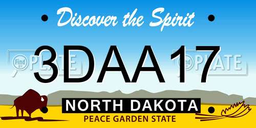 3DAA17 North Dakota License Plate