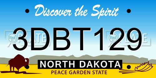 3DBT129 North Dakota License Plate