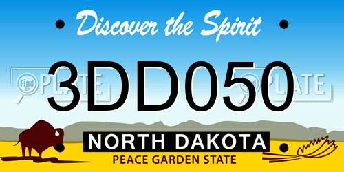 3DD050 North Dakota License Plate