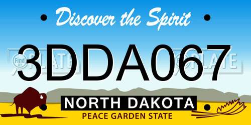 3DDA067 North Dakota License Plate