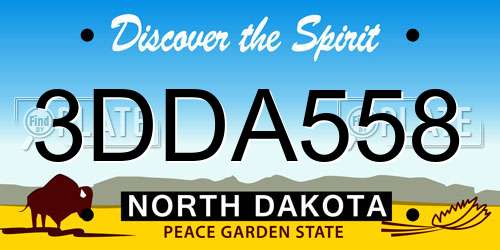 3DDA558 North Dakota License Plate