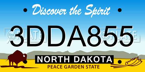 3DDA855 North Dakota License Plate