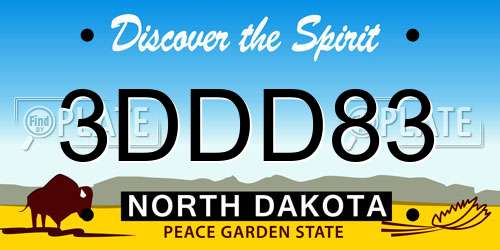 3DDD83 North Dakota License Plate