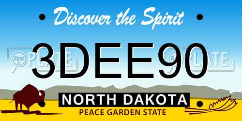 3DEE90 North Dakota License Plate