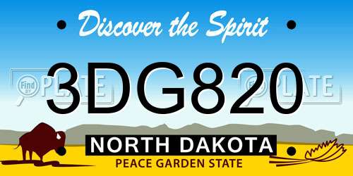 3DG820 North Dakota License Plate