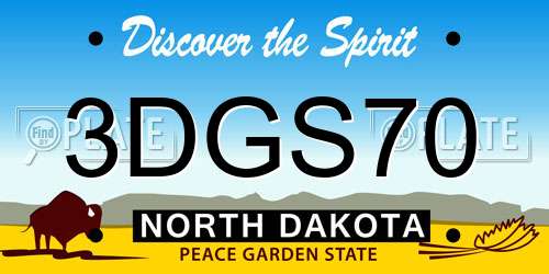 3DGS70 North Dakota License Plate