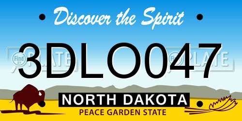 3DLO047 North Dakota License Plate