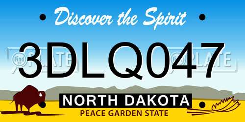 3DLQ047 North Dakota License Plate