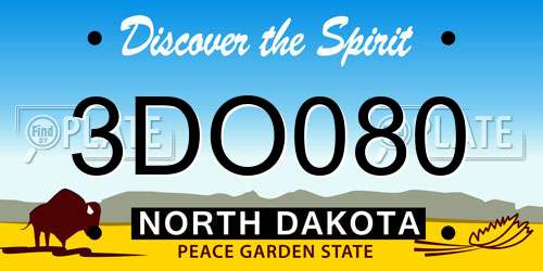 3DO080 North Dakota License Plate